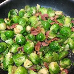 A picture of Fresh, sautéed Brussel Sprouts.