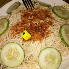 A picture of Spaghetti with mai da yaji.