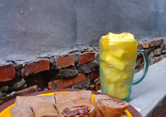 Dadar Gulung Milo Crunchy dan rendaman Nanas