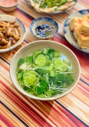 Hình của món Canh Cải Thìa Nấm Kim Châm.
