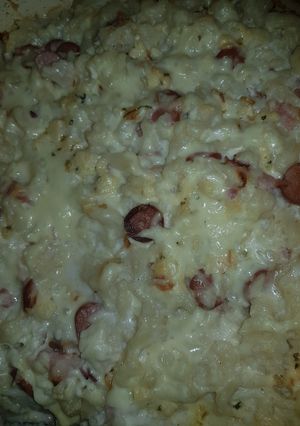 Baconos sajtos nokedli recept fotója