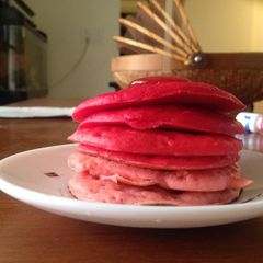A picture of Ombre pancakes for valentine's day.