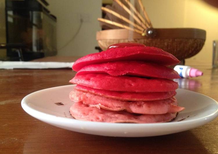 Steps to Make Delicious Ombre pancakes for valentine&#39;s day