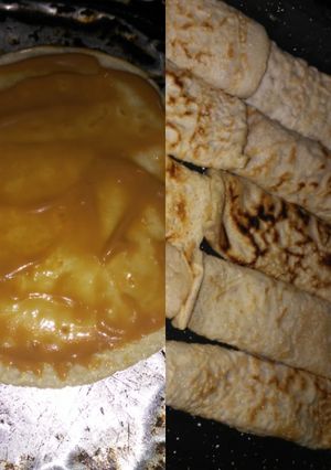 Una foto de Panqueques con dulce de leche