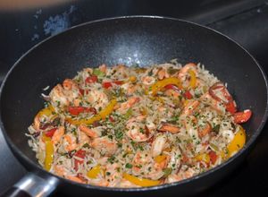 Une photo de Sauté de riz aux crevettes (IG bas)