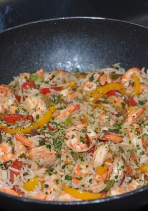Une photo de Sauté de riz aux crevettes (IG bas)