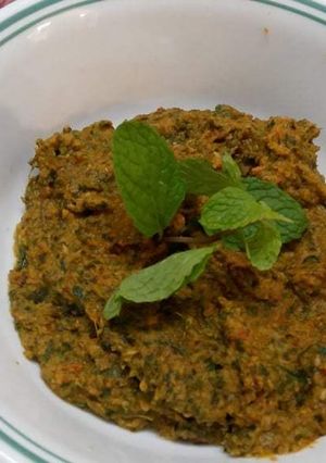 A picture of Special Pudina Chutney / Mint & Tomato Chutney.