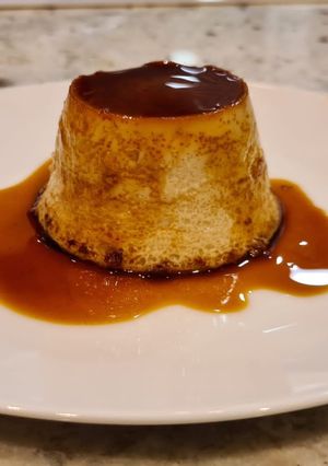 Una foto de Flan de queso