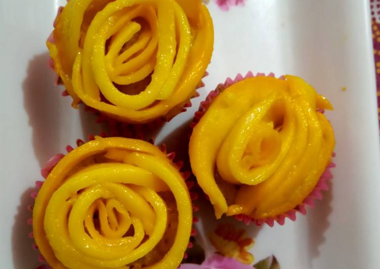 Simple Way to Make Speedy Mango flower cup cakes