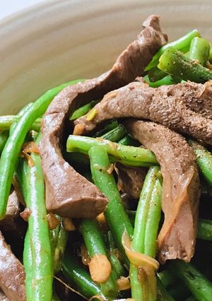 Hình của món Đậu Que Xào Tim Bò.