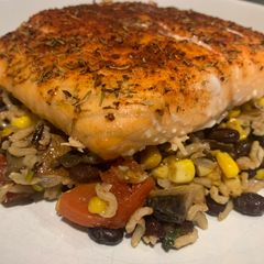 A picture of Mushroom, sweetcorn and blackbean salad.
