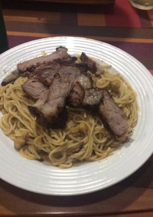 Una foto de Lomo Paleta y Spaghetti en Salsa Hongos il Oleo