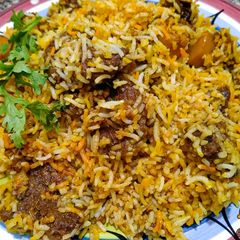 A picture of Beef bomby biryani.