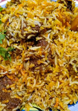 A picture of Beef bomby biryani.