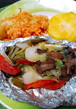 Una foto de Pescado empapelado, falso, de Berenjena
