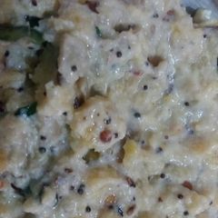 A picture of Green plantain ka bharta.
