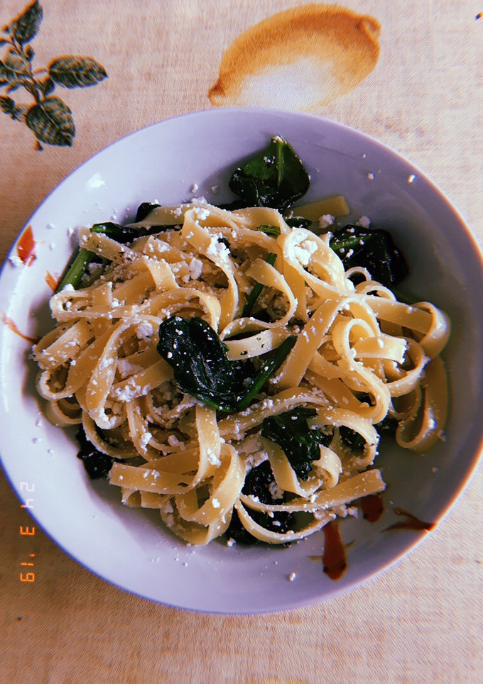 Una foto de Tagliatella con Espinacas y Requesón