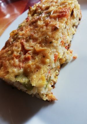 Una foto de Souflee de arroz y vegetales