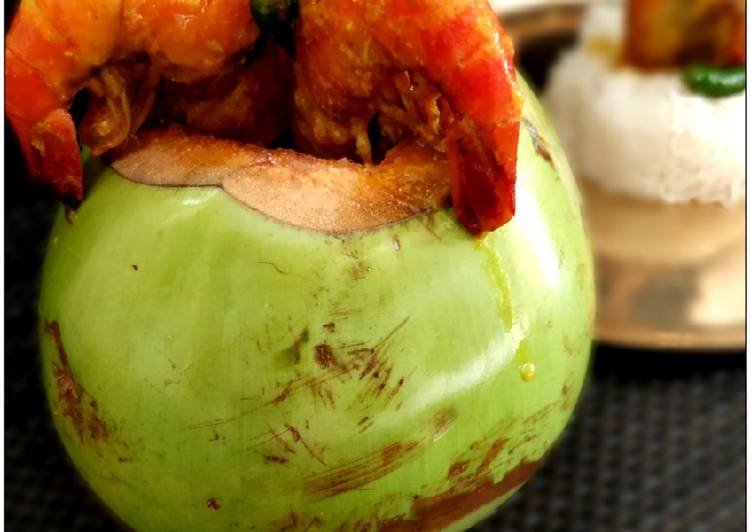 Steps to Prepare Speedy Daab Chingri Prawn Curry Within Tender Coconut