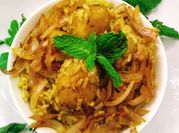A picture of onion potato biryani