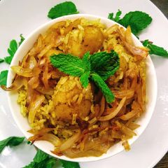Aloo dum biriyani A picture of Aloo dum biriyani.