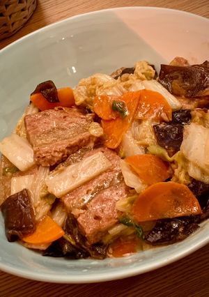 沙茶素肉白菜( 含五辛 ) 的食譜成品照片