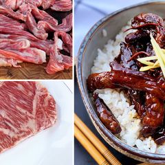 A picture of Shigureni with Miyazakigyu Wagyu Strip Steak.