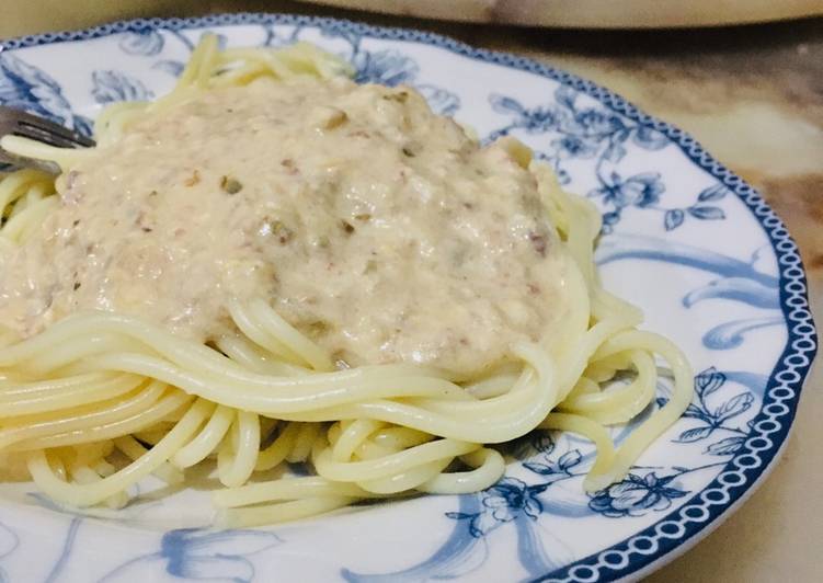 Resep Spaghetti carbonara murah meriah :) yang Enak
