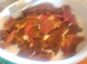 A picture of Spicy Sweet-Heat Monroan Pork Jerky.