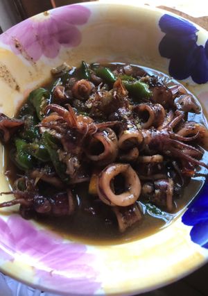 Foto resep Cumi asem manis sedep tinta hitam