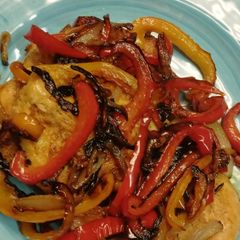 A picture of Sautéed Chicken & Grilled Onions & Peppers.