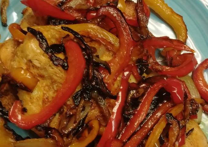 Simple Way to Make Award-winning Sautéed Chicken & Grilled Onions & Peppers