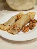 Panqueques con dulce de leche y nuez