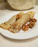 Panqueques con dulce de leche y nuez