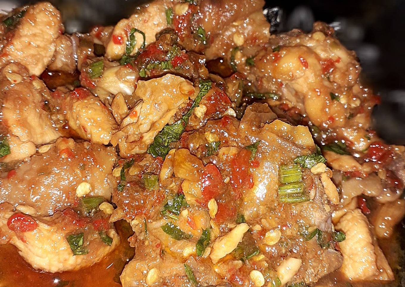 Pedas manis ayam rica rica