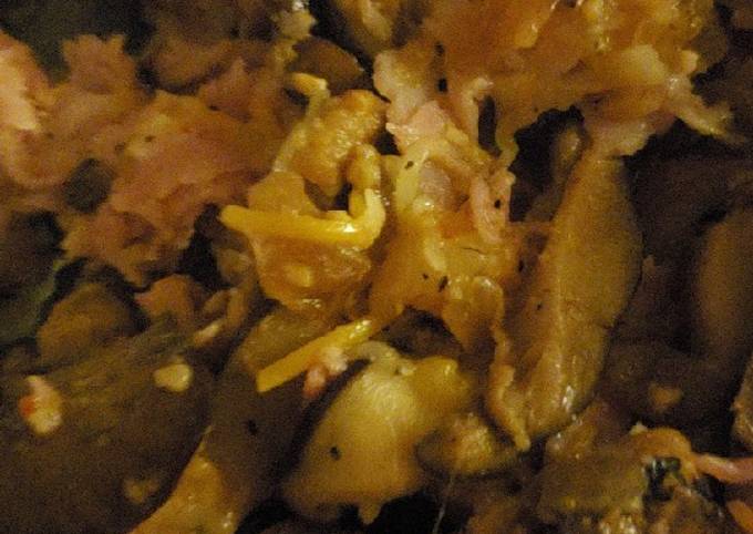 Ham cheese and mushroom scramble