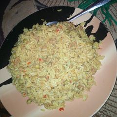 A picture of Minced meat jallof rice.
