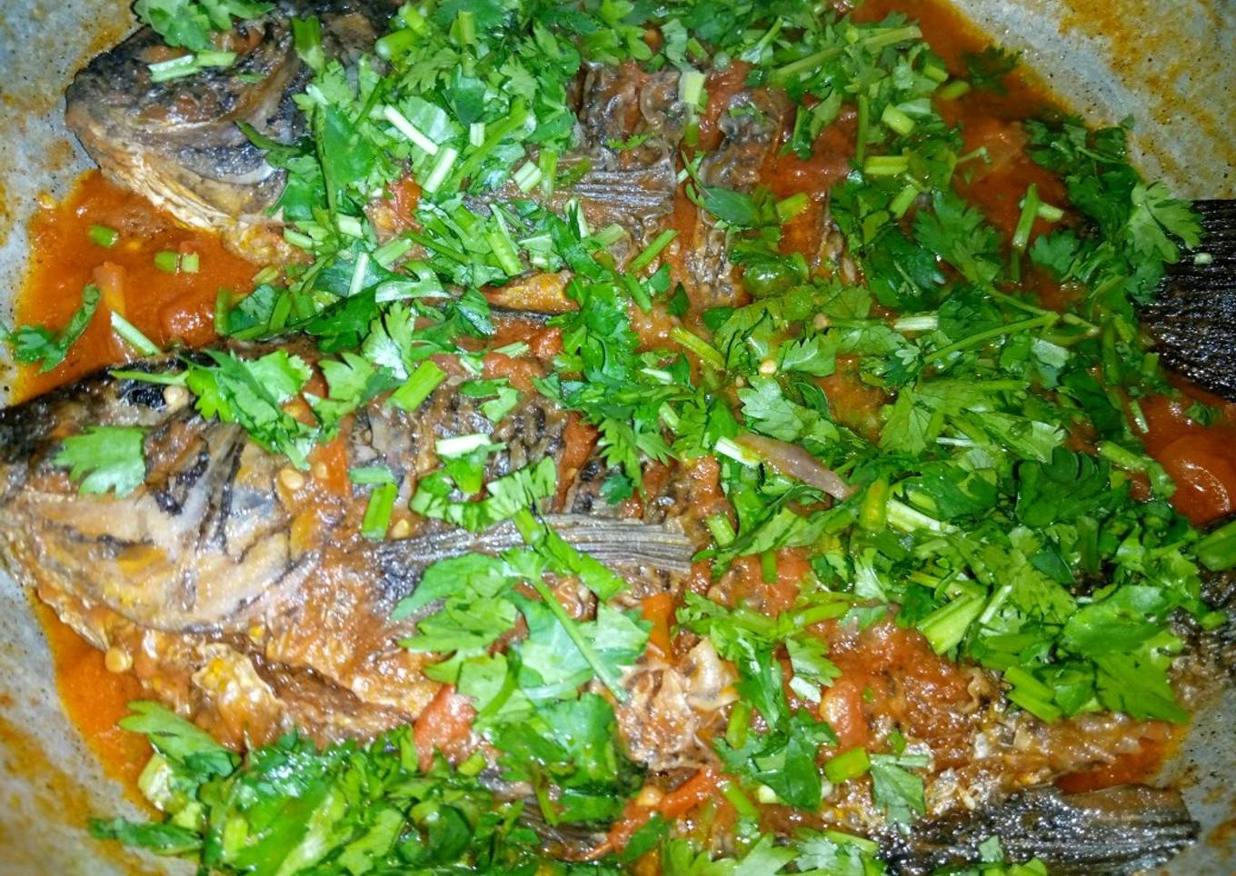 Wet fried tilapia fish