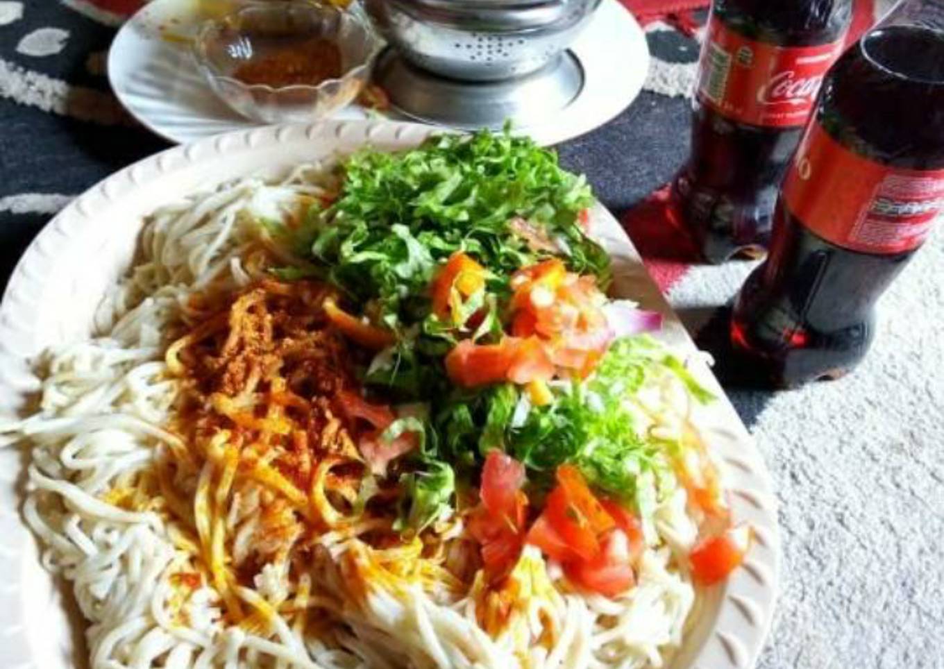 Native spaghetti with palm oil