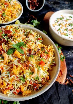 A picture of Vegetable biryani.