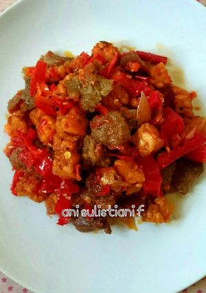 Foto resep Daging+tempe cabe merah
