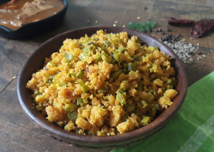 Recipe of Homemade Kothavarangai Paruppu Usili| Cluster-Beans Steamed mixed Lentil