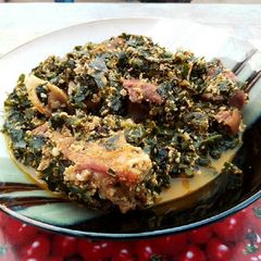 A picture of Goat meat egusi soup.