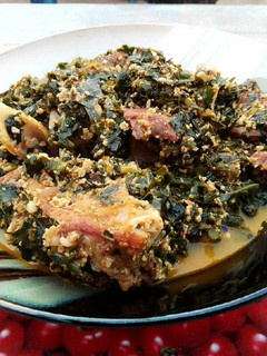A picture of Goat meat egusi soup.
