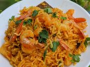 A picture of seafood biryani