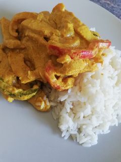 Una foto de Solomillo de pavo al curry