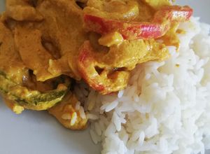 Una foto de Solomillo de pavo al curry