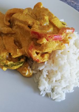 Una foto de Solomillo de pavo al curry