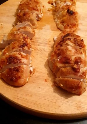 A picture of Butter garlic Baked chicken breast.
