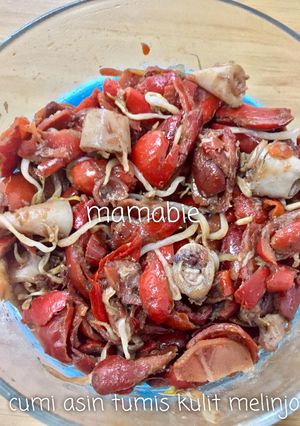 Foto resep Cumi asin tumis kulit melinjo